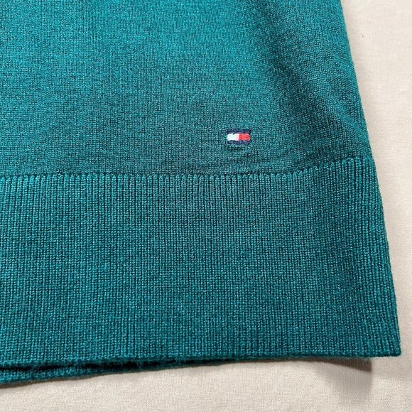 Tommy Hilfiger Pullover Womens Small Green Turtle Neck Knitwear Preppy Logo - Picture 7 of 9